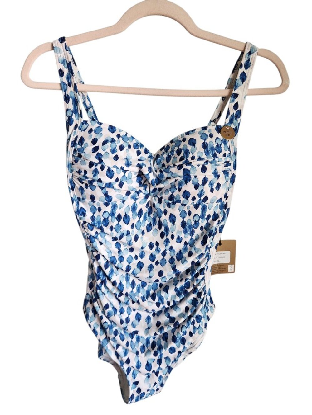 Nip Tuck One Piece Swimsuit 6 Medium Blue Petal Plunge Isla NWT Tummy Control